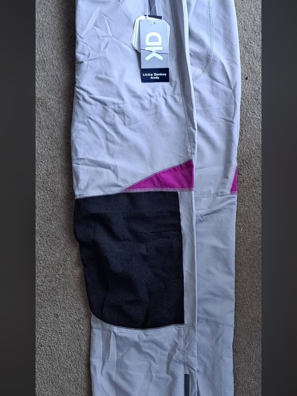 Little Donkey Andy Grey Camping, Climbing Pants with Black Panels and Pink